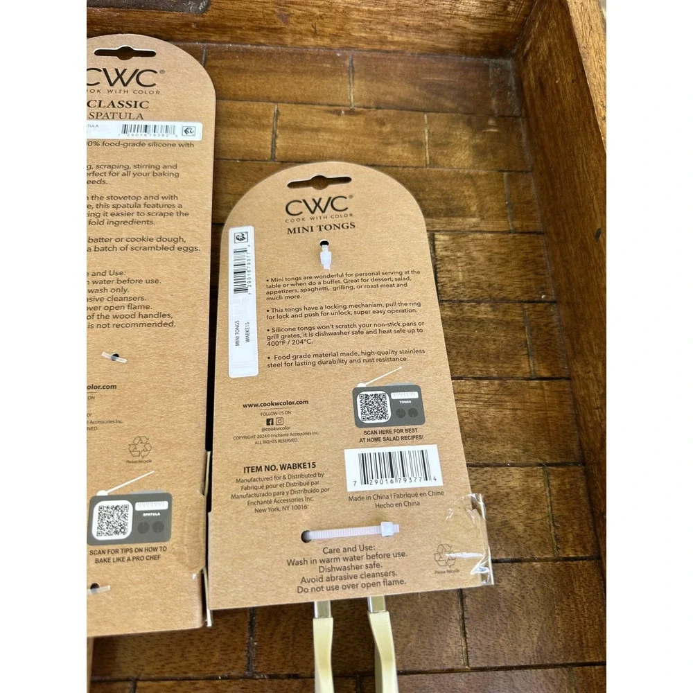 CWC Cook With Color Silicone Kitchen Utensil Set Spatula Mini Tongs Cream 4pcNWT